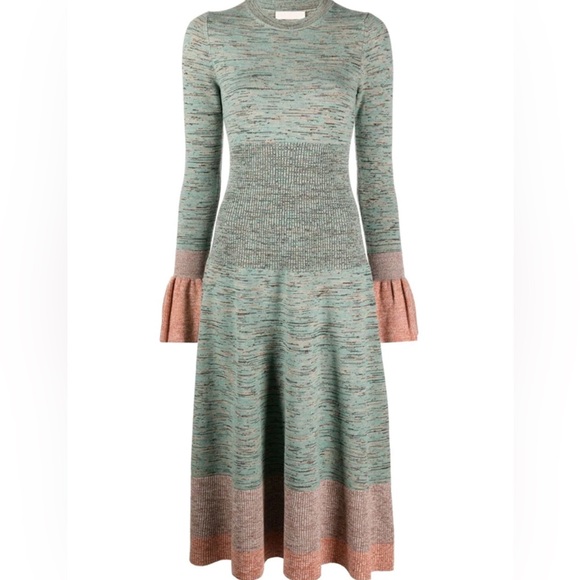 Ulla Johnson Green and Pink Long Sleeve Dress SZ S - Picture 3 of 16